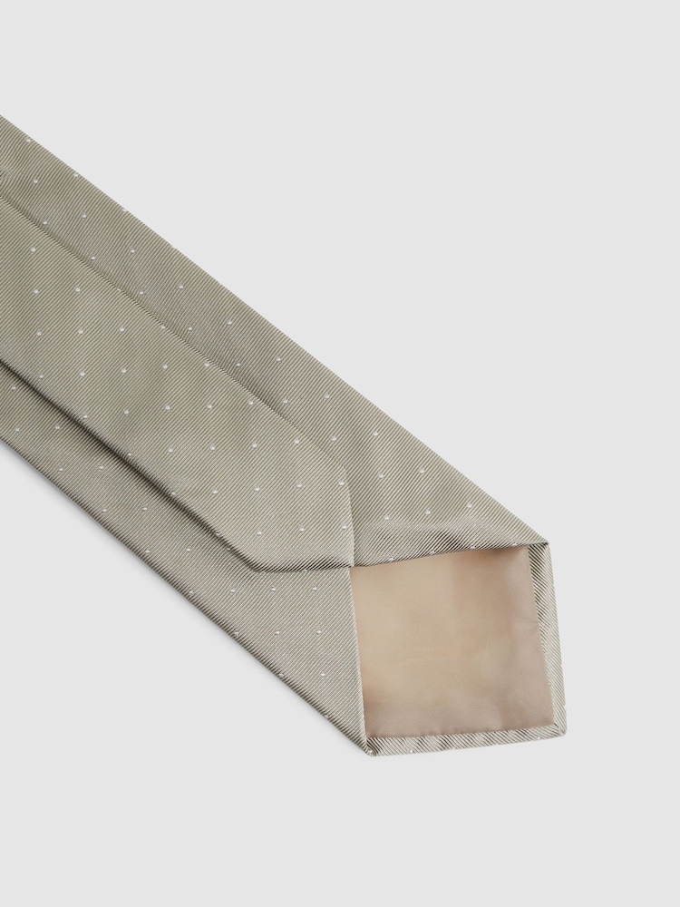 Reiss Champagne Liam Polka Dot Silk Tie - Image 4 of 5