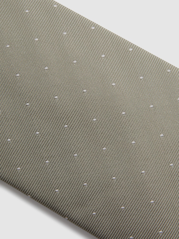 Reiss Champagne Liam Polka Dot Silk Tie - Image 5 of 5