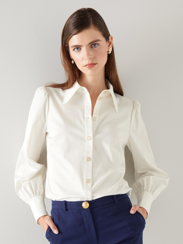 LK Bennett White 100% Cotton Sonya Shirt - Image 1 of 4