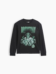 Gap Black Dr Doom Marvel Relaxed Graphic Long Sleeve T-Shirt (4-13yrs) - Image 1 of 3
