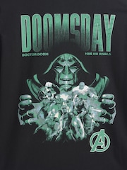 Gap Black Dr Doom Marvel Relaxed Graphic Long Sleeve T-Shirt (4-13yrs) - Image 3 of 3