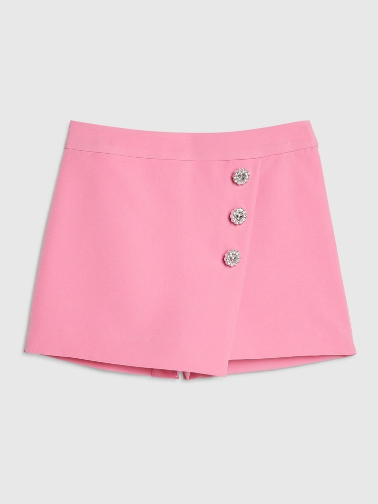 River Island Pink Bow Button Skort - Image 1 of 4 River Island Pink Bow Button Skort - Image 1 of 4