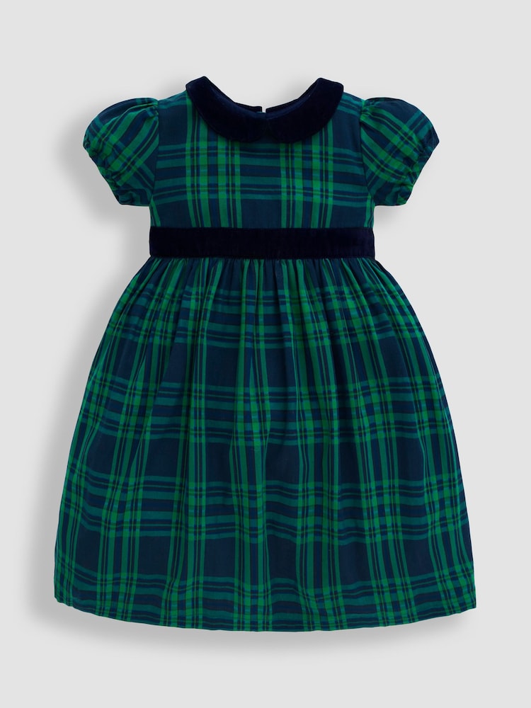 JoJo Maman Bébé Green Tartan Party Dress - Image 1 of 4