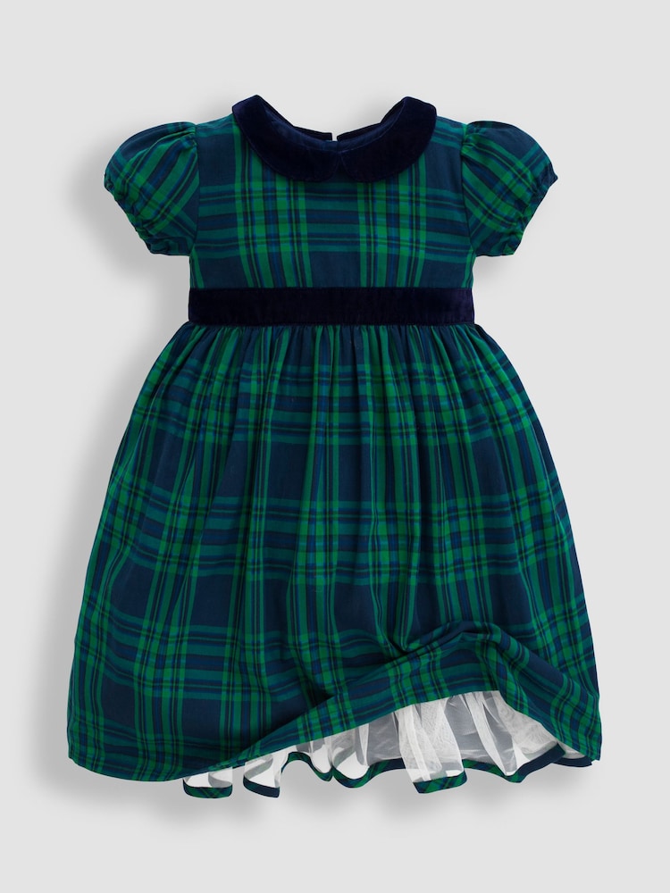 JoJo Maman Bébé Green Tartan Party Dress - Image 3 of 4