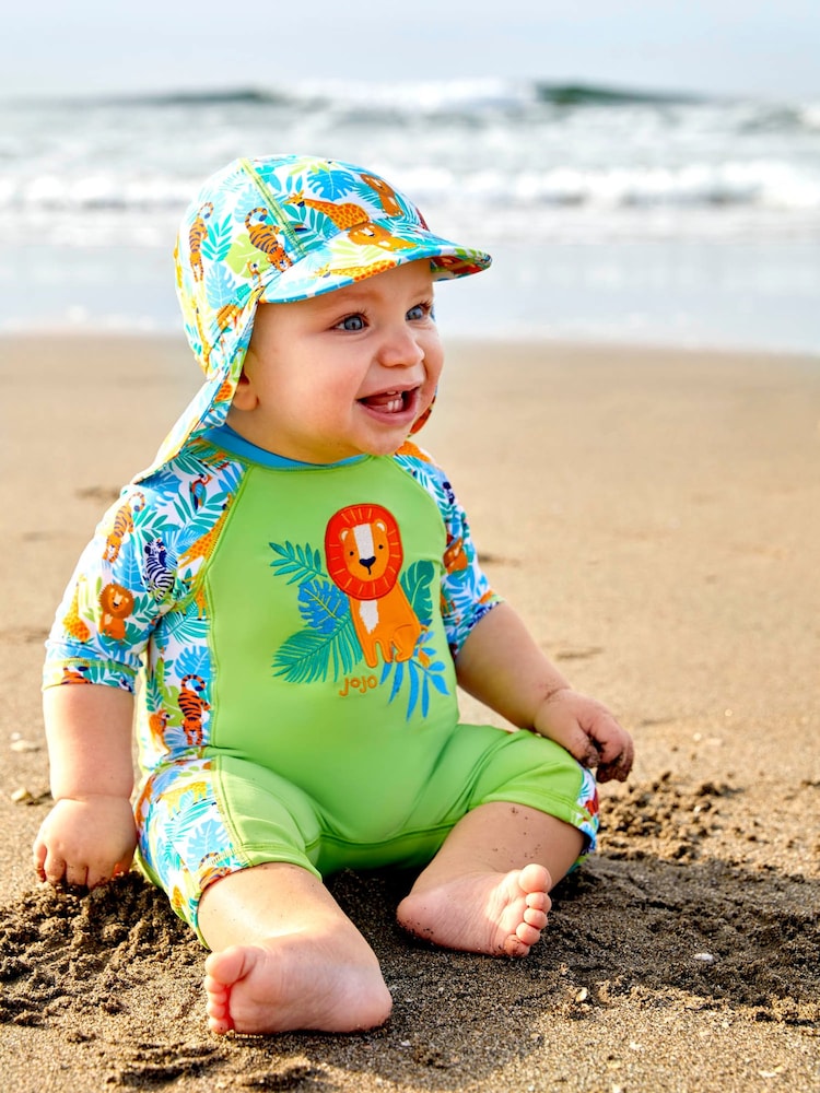 JoJo Maman Bébé Green Jungle UPF 50 1-Piece Sun Protection Suit - Image 1 of 6