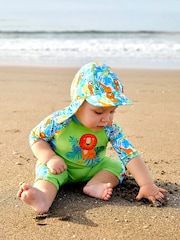 JoJo Maman Bébé Green Jungle UPF 50 1-Piece Sun Protection Suit - Image 2 of 6