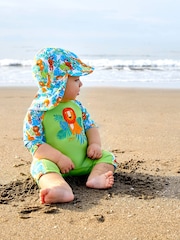 JoJo Maman Bébé Green Jungle UPF 50 1-Piece Sun Protection Suit - Image 3 of 6