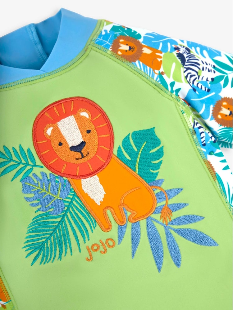 JoJo Maman Bébé Green Jungle UPF 50 1-Piece Sun Protection Suit - Image 6 of 6