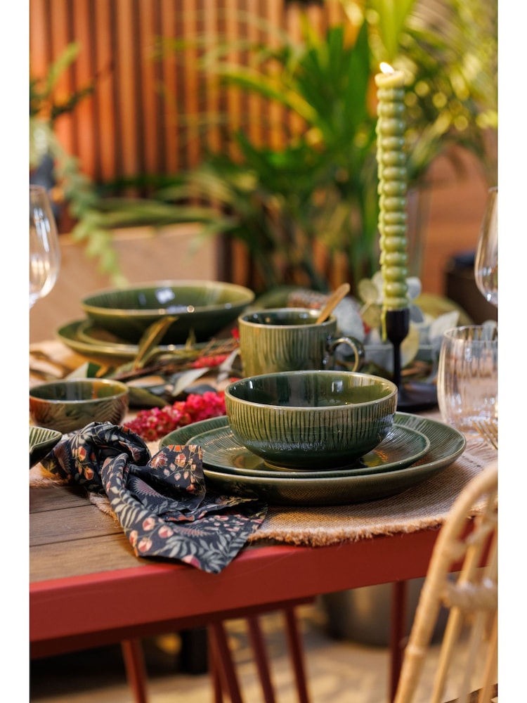Mikasa Set of 4 Green Jardin Patterned Ceramic Cereal Bowl - Image 2 of 5