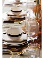 Mikasa Set of 4 White Luxe Deco China Dinner Plate Gold Rim Dinner Plate - Image 2 of 6