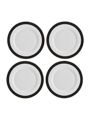Mikasa Set of 4 White Luxe Deco China Dinner Plate Gold Rim Dinner Plate - Image 3 of 6