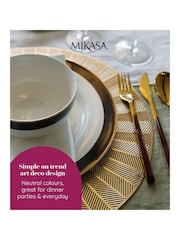 Mikasa Set of 4 White Luxe Deco China Dinner Plate Gold Rim Dinner Plate - Image 5 of 6
