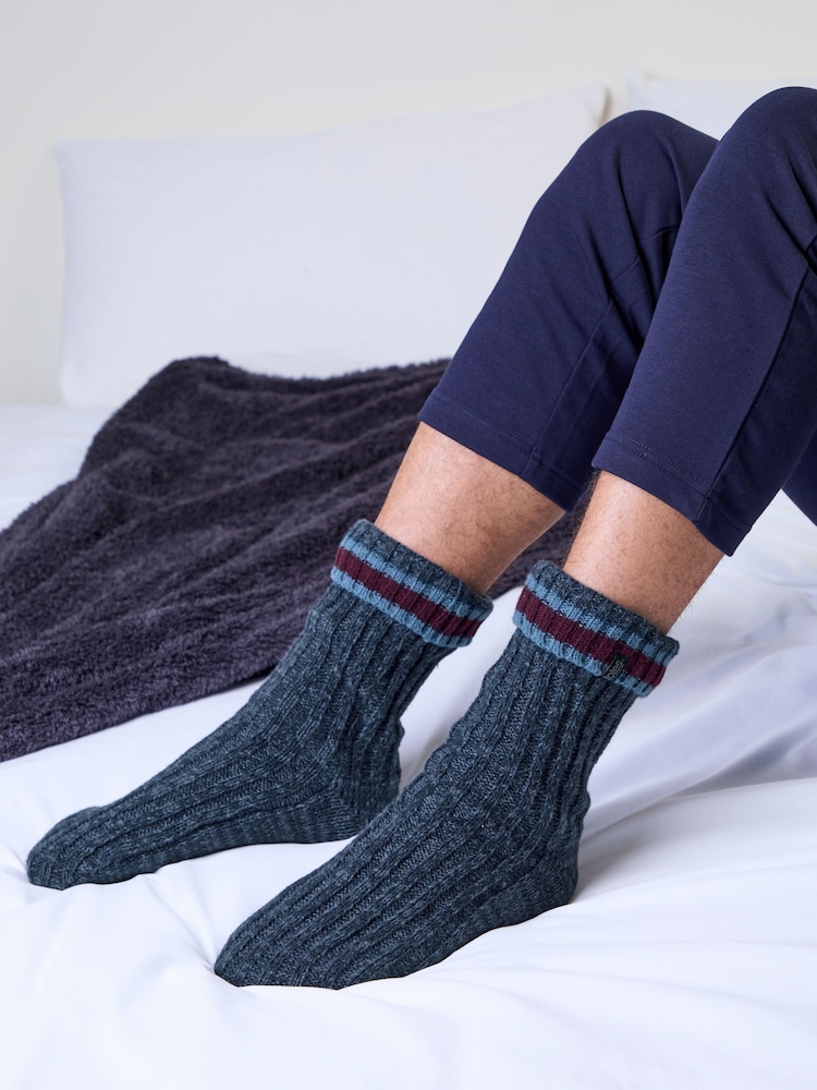 Totes Blue Chunky Slipper Socks with Fleece Lining - Image 1 of 5 Totes Blue Chunky Slipper Socks with Fleece Lining - Image 1 of 5