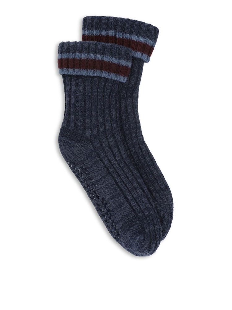 Totes Blue Chunky Slipper Socks with Fleece Lining - Image 2 of 5 Totes Blue Chunky Slipper Socks with Fleece Lining - Image 2 of 5