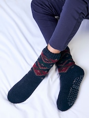 Totes Blue Fair Isle Slipper-Sox with Sherpa Lining Socks - Image 1 of 5