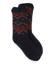 Totes Blue Fair Isle Slipper-Sox with Sherpa Lining Socks - Image 3 of 5