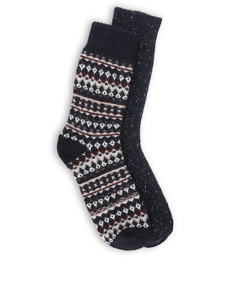 Totes Blue Wool Blend Thermal Boot Socks 2 Pack - Image 1 of 5 Totes Blue Wool Blend Thermal Boot Socks 2 Pack - Image 1 of 5