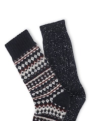Totes Blue Wool Blend Thermal Boot Socks 2 Pack - Image 3 of 5