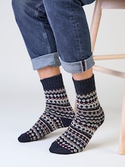 Totes Blue Wool Blend Thermal Boot Socks 2 Pack - Image 4 of 5