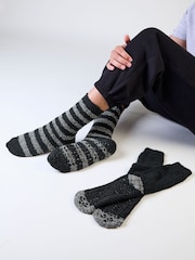 Totes Black Super Soft Cosy Slipper-Sox Socks 2 pack - Image 1 of 5