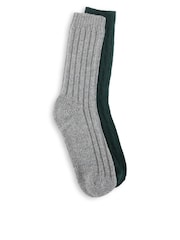 Totes Green Chunky Wool Blend Thermal Boot Socks 2 pack - Image 3 of 5