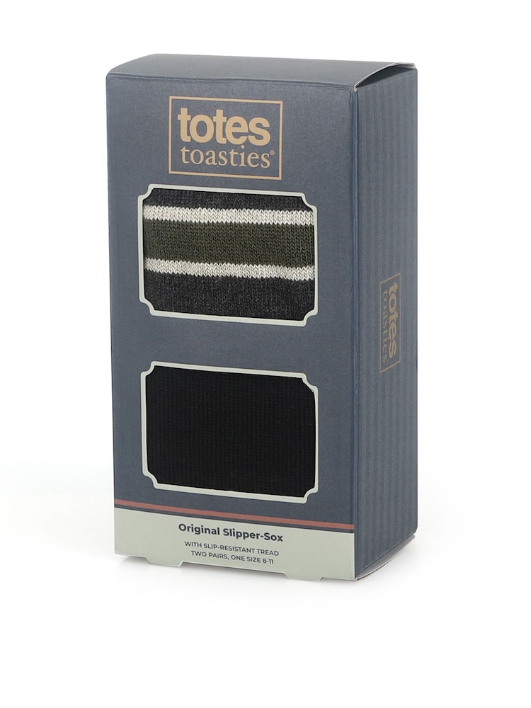 Totes Green Original Slipper-Sox Socks 2 Pack - Image 2 of 5 Totes Green Original Slipper-Sox Socks 2 Pack - Image 2 of 5