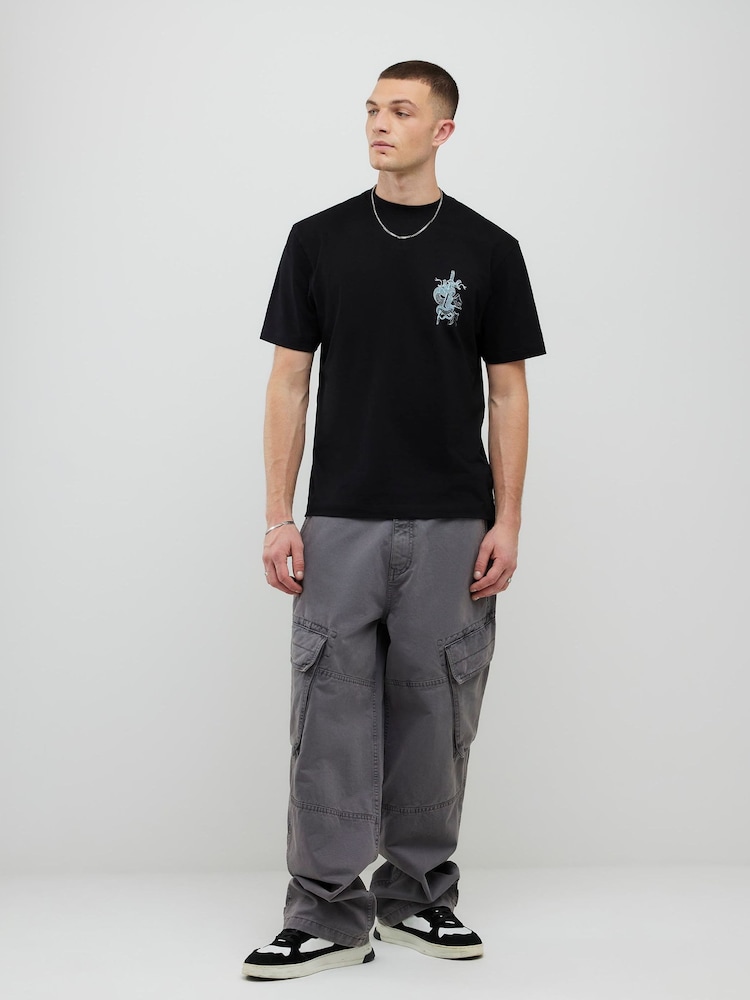 River Island Black Regular Fit Kanazawa Snake T-Shirt - Image 2 of 4 River Island Black Regular Fit Kanazawa Snake T-Shirt - Image 2 of 4