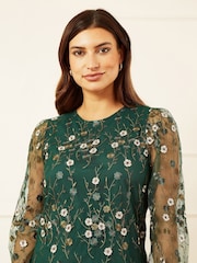 Yumi Green Embroidered Floral Tunic Dress - Image 4 of 5