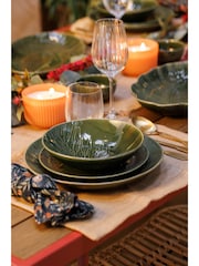 Mikasa Set of 4 Green Jardin Patterned Stoneware Pasta Bowl - Image 2 of 6