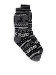 Totes Grey Fair Isle Slipper Socks with Sherpa Lining - Image 2 of 5