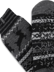 Totes Grey Fair Isle Slipper Socks with Sherpa Lining - Image 4 of 5