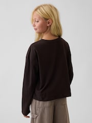 Gap Dark Brown Oversized Graphic Long Sleeve T-Shirt (4-13yrs) - Image 2 of 4