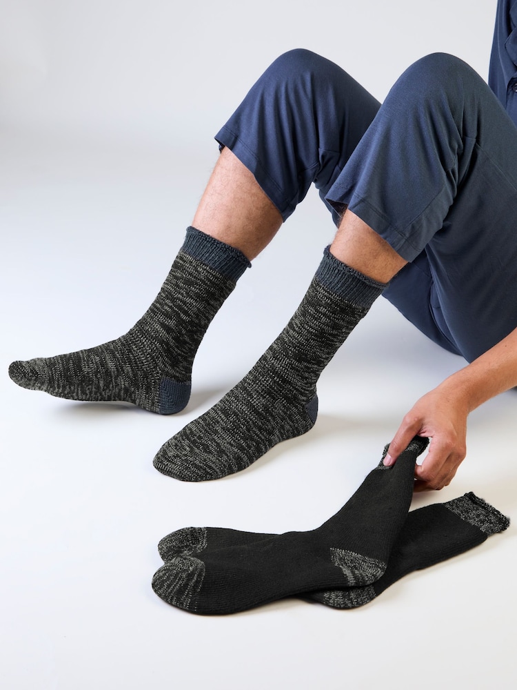 Totes Black Brushed Thermal Socks 2 Pack - Image 1 of 5 Totes Black Brushed Thermal Socks 2 Pack - Image 1 of 5
