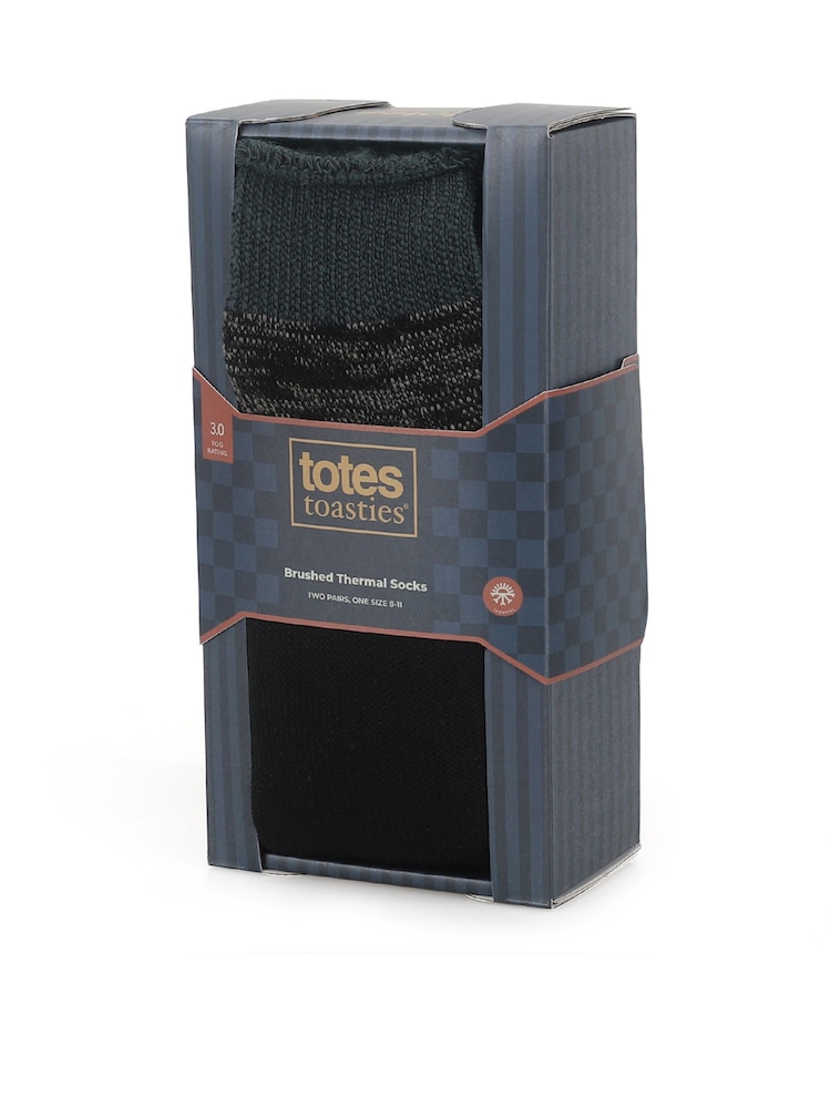 Totes Black Brushed Thermal Socks 2 Pack - Image 2 of 5 Totes Black Brushed Thermal Socks 2 Pack - Image 2 of 5