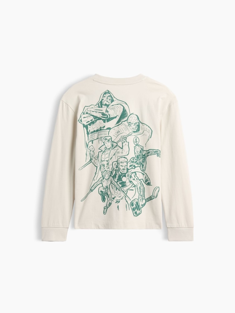 Gap Cream Doomsday Marvel Relaxed Graphic Long Sleeve T-Shirt (4-13yrs) - Image 2 of 3 Gap Cream Doomsday Marvel Relaxed Graphic Long Sleeve T-Shirt (4-13yrs) - Image 2 of 3