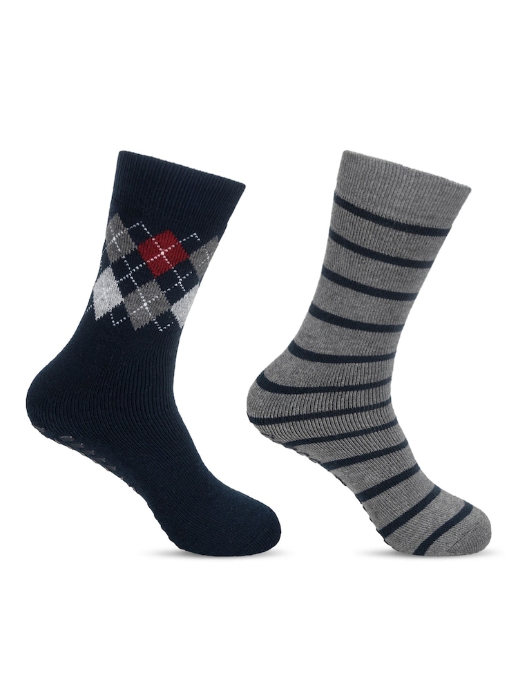 Totes Grey Original Slipper-Sox Socks 2 Pack - Image 2 of 5 Totes Grey Original Slipper-Sox Socks 2 Pack - Image 2 of 5
