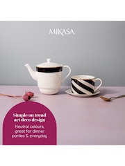 Mikasa White Luxe Deco China Stacking Teapot and Cup for One - Image 5 of 6