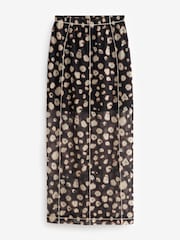 Black Animal Print Mesh Midi Skirt - Image 5 of 6