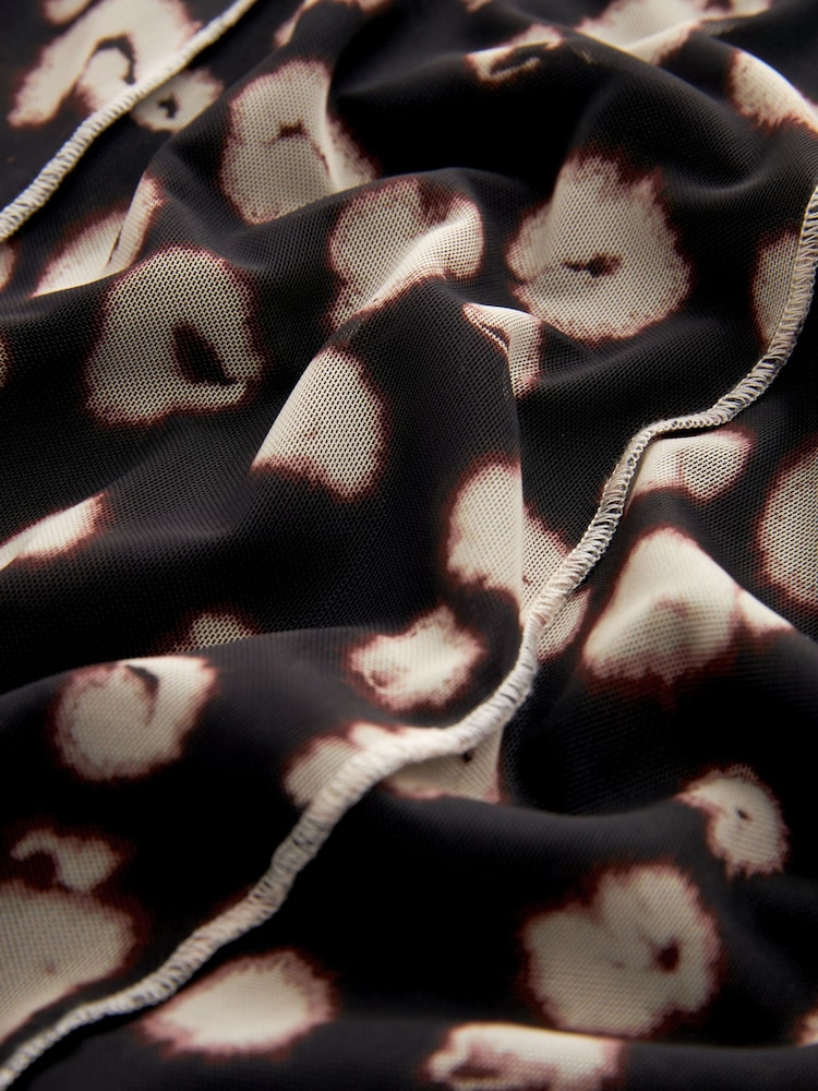 Black Animal Print Mesh Midi Skirt - Image 6 of 6