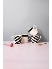 Mikasa Set of 4 White Luxe Deco Striped Fine China Mug - Image 1 of 5