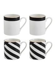 Mikasa Set of 4 White Luxe Deco Striped Fine China Mug - Image 2 of 5