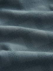 Blue Textured Short Sleeve Shirt with Cuban Collar - Image 9 of 9