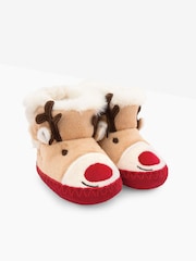 JoJo Maman Bébé Fawn Cosy Reindeer Slipper Boots - Image 1 of 3