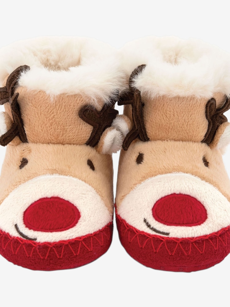 JoJo Maman Bébé Fawn Cosy Reindeer Slipper Boots - Image 2 of 3