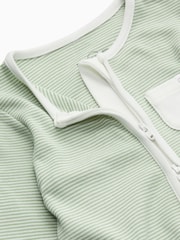 MORI Green Sage Stripe Supersoft Two Way Zip-Up Sleepsuit - Image 5 of 6