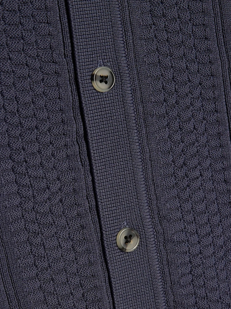 River Island Blue Slinky Knitted Revere Shirt - Image 4 of 4 River Island Blue Slinky Knitted Revere Shirt - Image 4 of 4
