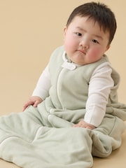 MORI Sage Green Stripe Supersoft Front Opening Sleeping Bag 1.5 TOG - Image 1 of 7