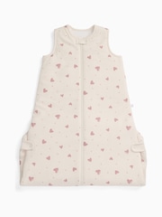 MORI Cream Hearts Print Supersoft Front Opening Sleeping Bag 1.5 TOG - Image 1 of 4