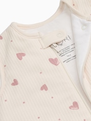 MORI Cream Hearts Print Supersoft Front Opening Sleeping Bag 1.5 TOG - Image 6 of 6