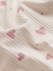 MORI Cream Hearts Print Supersoft Ribbed Two Way Zip-Up Sleepsuit - Image 7 of 7